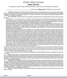 Document of Model Release form
