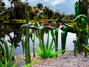 Artist image of a glass sculpture on a pond